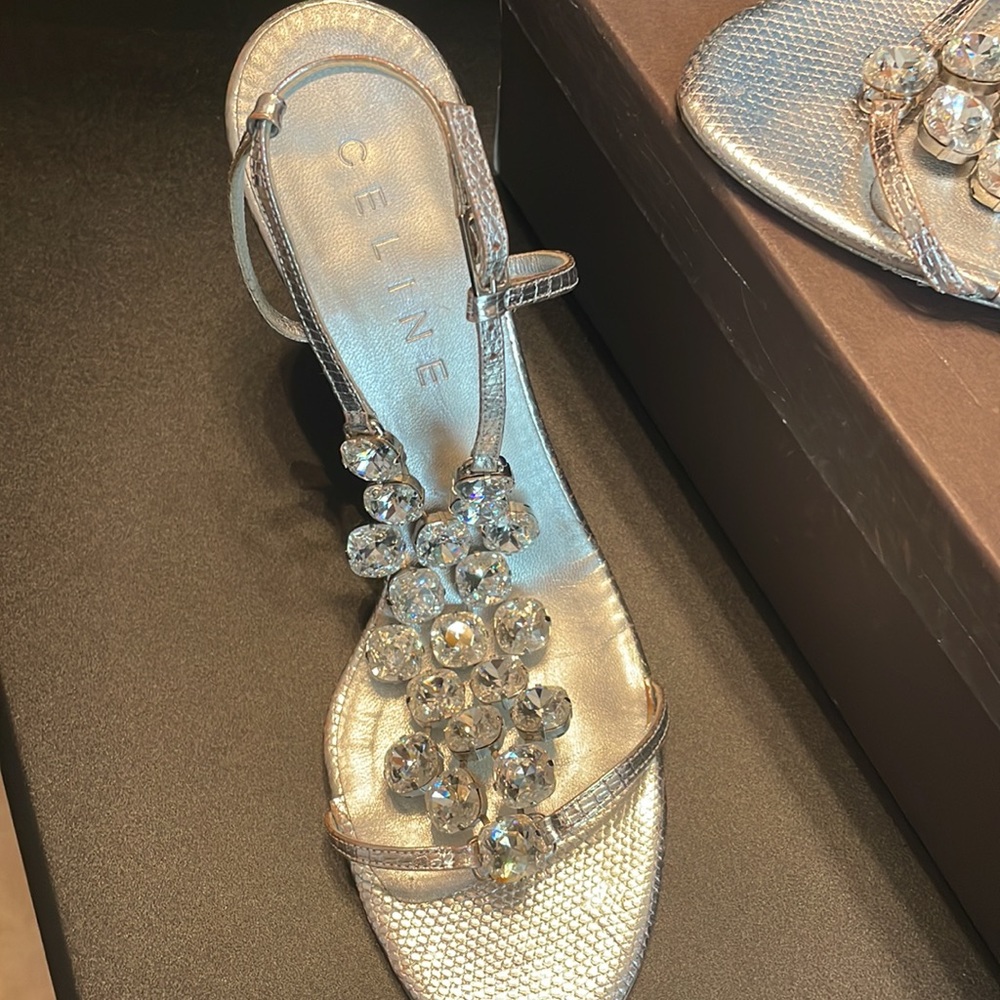 Celine silver jeweled sandals size 9 - Picture 5 of 14